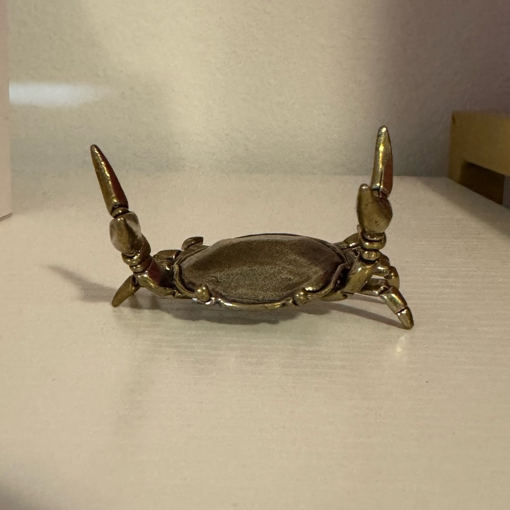 Brass Metal Decorative Crab Crawfish Pen Holder Desk Figurine - Picture 3 of 9